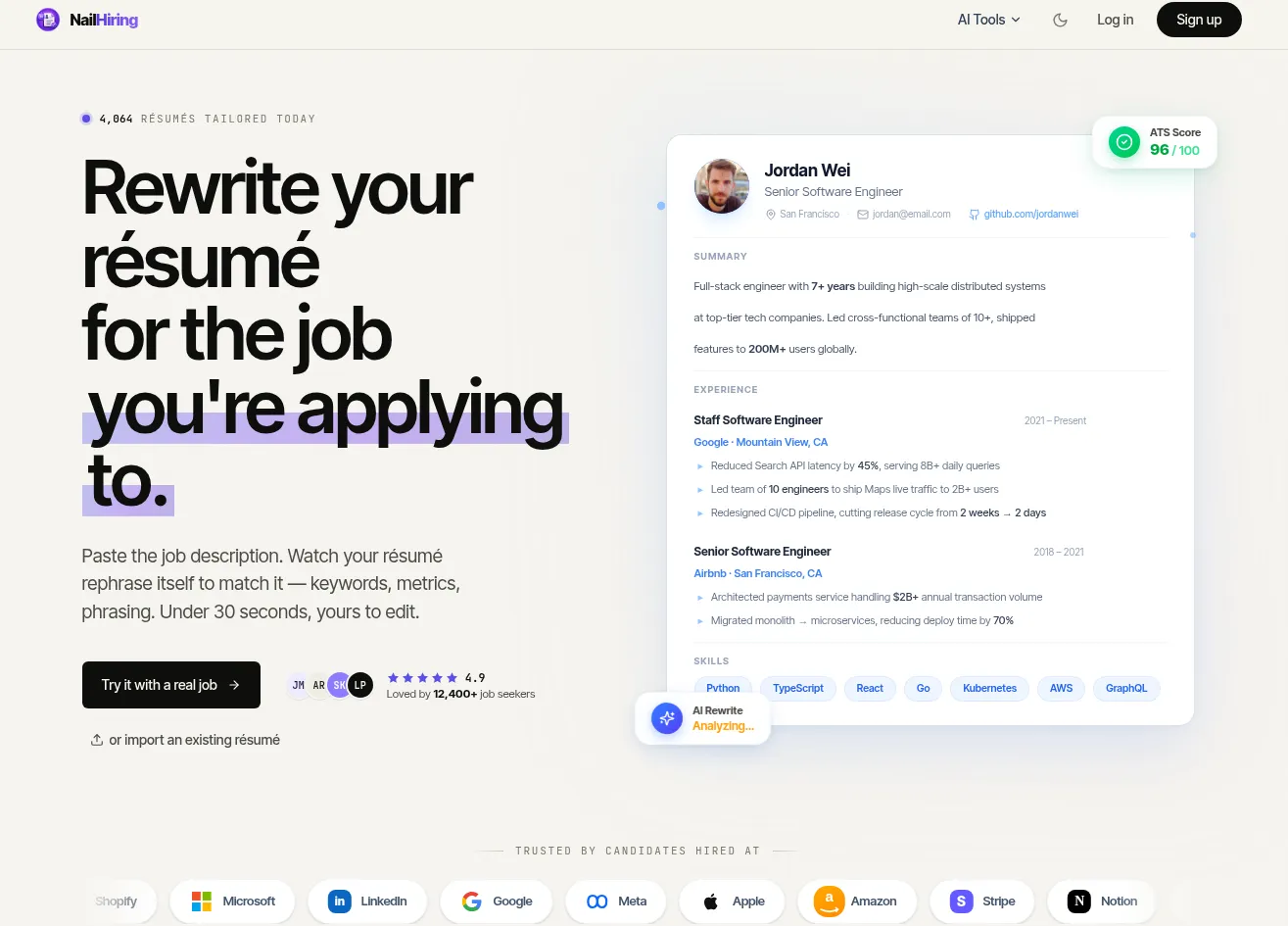 AI Resume Builder interface